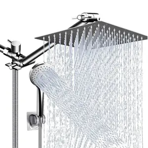 Shower Head Combo 8-12Inch High Pressure Rain Shower Head with Adjustable Extension Arm With 3-way Handheld Shower Spray	 Wide Panel High-Pressure Shower Head