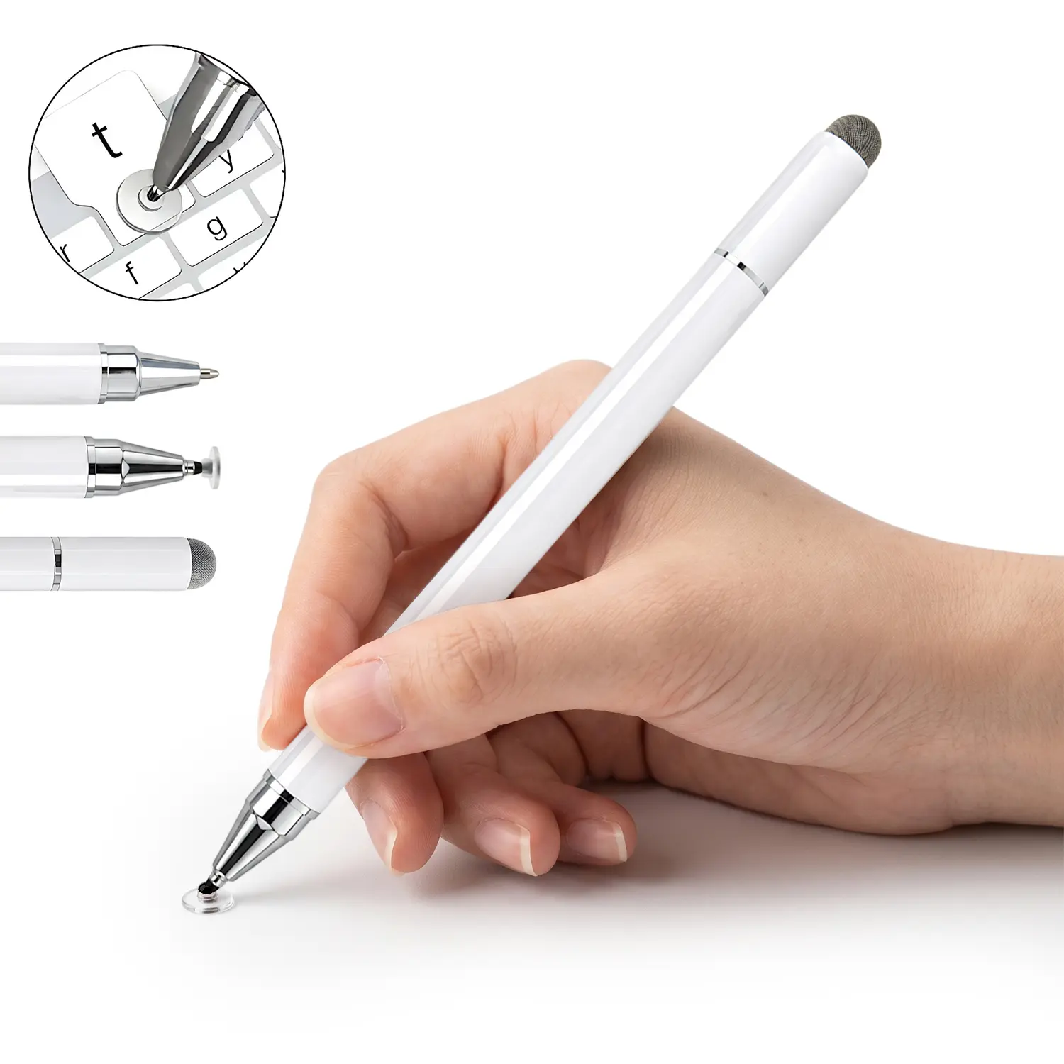 3-in-1 Universal Stylus Pen for Touch Screens, High Precision Capacitive Stylus for Tablets & Phones, No Bluetooth Needed, Writing Drawing Pen for School, Work & Daily Use