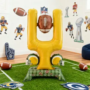 Super Bowl Party Decorations, Aluminum Foil Balloon Stand-Up Design, American Football Theme Birthday Decoration, Boys' Event Supplies