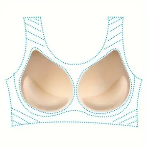 Thick Sponge Bra Pads, Bra Inserts, Soft Reusable Sports Bras and Bikini Liners, Detachable Push-Up Breast Enhancers, Hand Washable