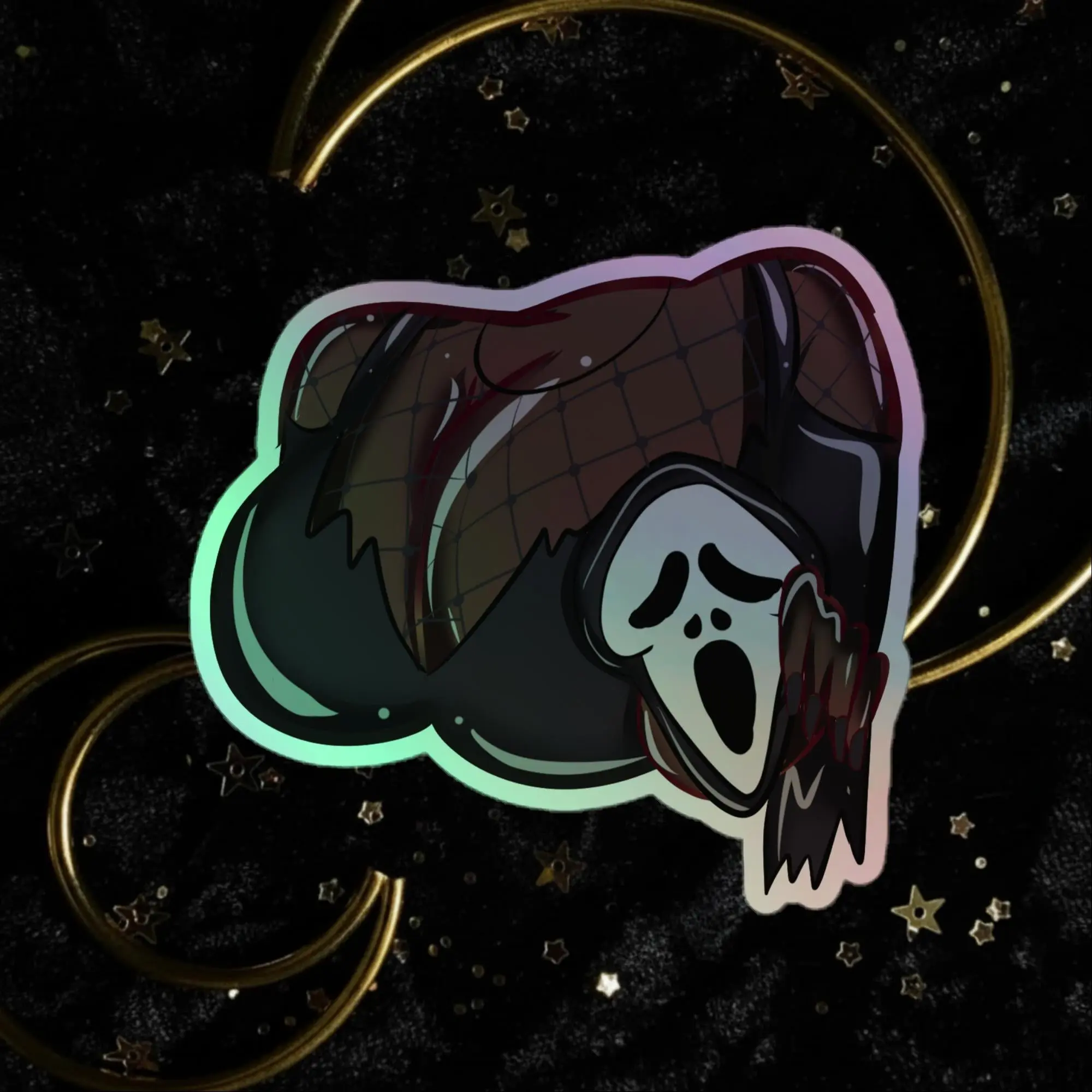 Ghostface Black Boobs Holographic stickers