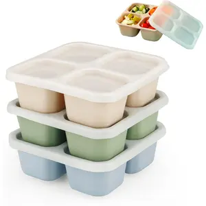 3 Pack Snack Containers, 4 Compartment  Bento Lunch Snack Box with ,  Divided Meal Snack Containers for Adults  ,  Storage Containers for School Work Travel