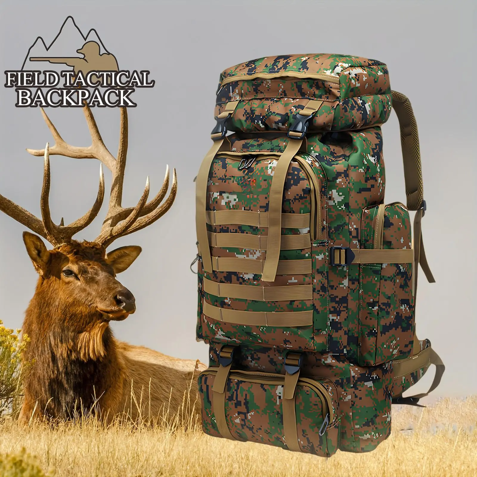 80L Men's Tactical Hiking Backpack - Heavy Duty Waterproof Camping Backpack, Multi-Day Hiking Backpack for Outdoor Adventures