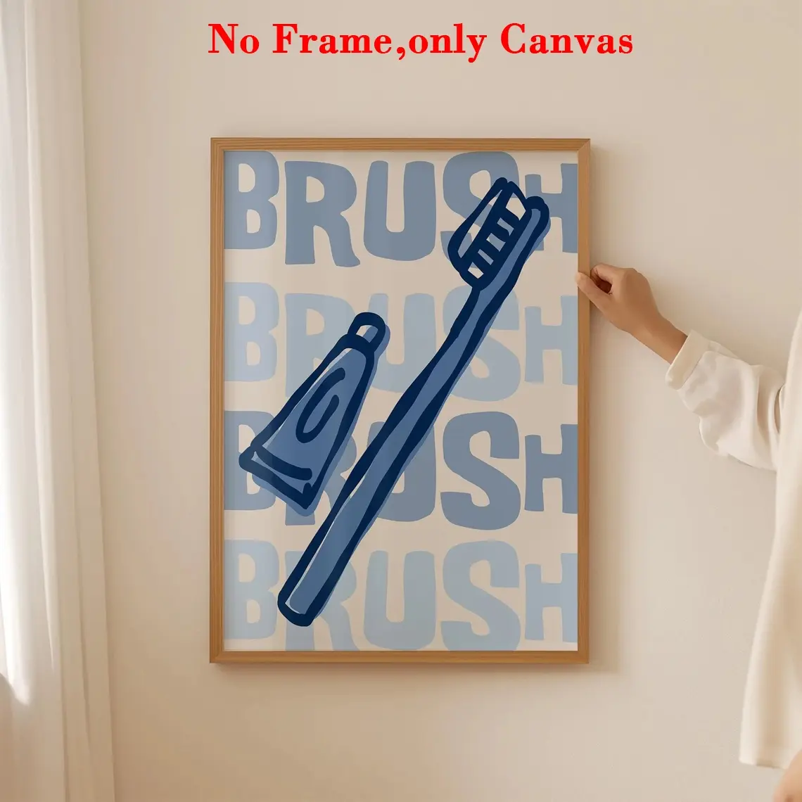 1 PC, wall art, bathroom poster, bathroom wall art print, toothbrush art, fun kids bathroom decor, blue toothpaste illustration poster, bathroom decor, living room decor, unframed