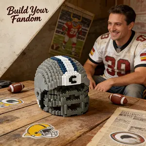 Build Your Passion Rugby Helmet 3D Puzzle Building Blocks Decoration, Bookshelf Home Office Cabinet Decor, Party Living Room TV Stand Display