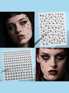 1pc of Acrylic Rhinestone Stickers in Sizes 3/4/5/6 Mm, Silvery-Colored Fake Lip Studs for Eyebrow And Facial Decoration, Self-Adhesive Waterproof Faux Lip Stud Stickers, Body And Navel Jewelry