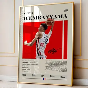 Victor Wembanyama Poster, Sports Poster, Modern Sports Art, Basketball Gift, Sports Bedroom Poster