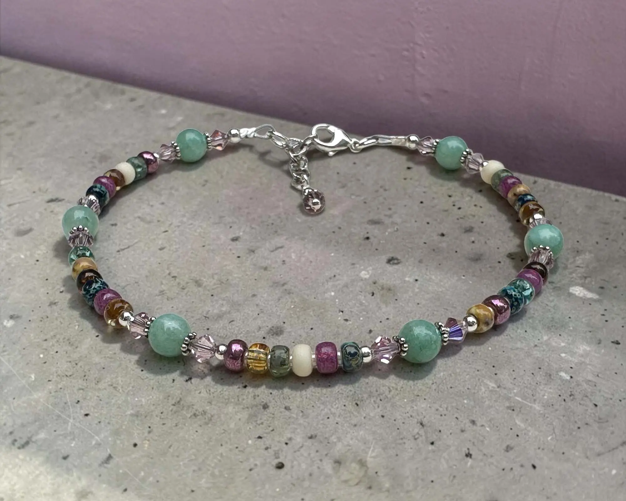 Old World Green Aventurine Gemstone Beaded Anklet