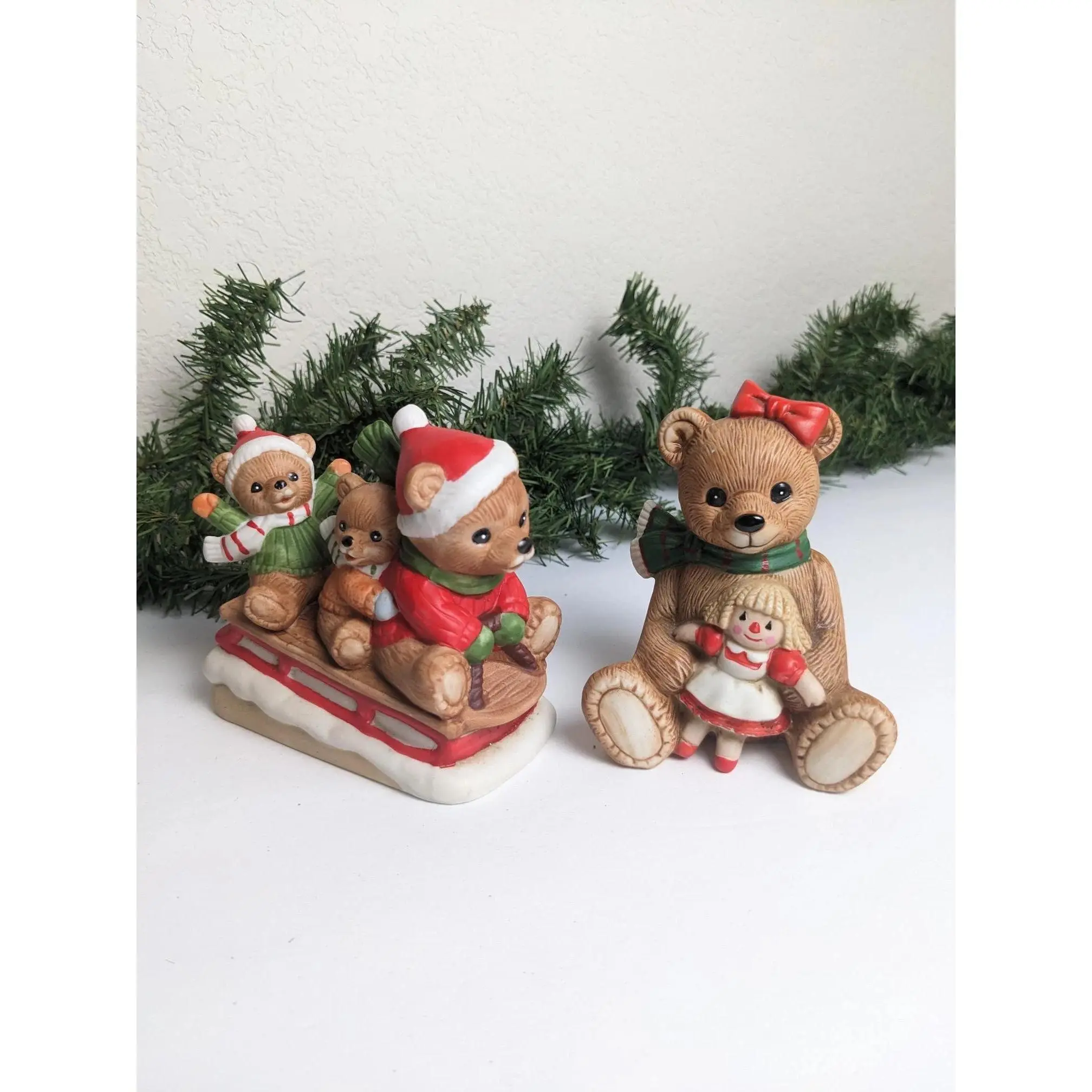 Homco Holiday Bears Christmas Figurines