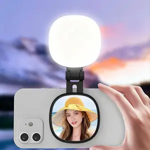 Adjustable Three-Color Light Beauty Selfie Mirror, Magnetic Mount, Portable Phone Stand, Makeup Mirror, Small Size, Suitable for All Smartphone Shots, Selfie Ring Light, Cellphone Accessories