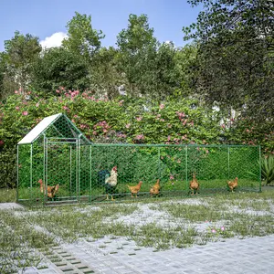 DOMISO Outdoor Chicken Coop,  Metal Chicken House, Oxford Cloth Silver Plated Waterproof UV Protection, Walk-in Chicken Runs for Yard