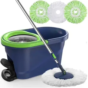 Spin Mop and Bucket with Wringer Set for Floors Cleaning Heavy duty System