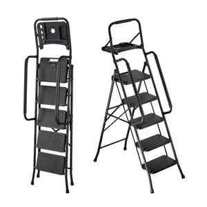 VEVOR 2 Step Ladder, Folding Step Stool with Wide Anti-Slip Pedal and Comfort Handgrip, Lightweight 600 lbs Capacity Portable Steel Ladder, Multi-Use for Kitchen, Home, Household and Office, BlackVEVOR Super Brand Day