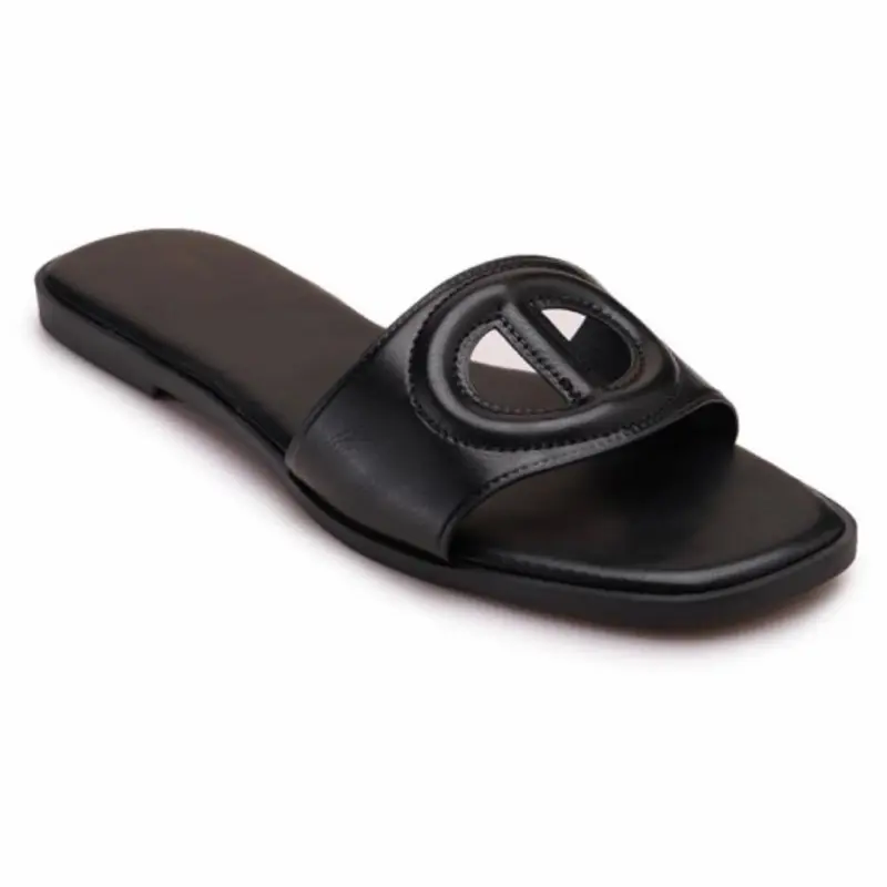 Women's Open Toe Leather Summer Slide Sandals