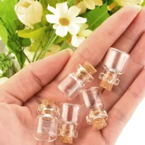 50pcs/a set Mini DIY Glass Bottle Exquisite Cork Drift Wishes Cute Jar Small Bottle 1ml 13*18mm Storage Bottles