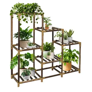 3-Tier Wooden Plant Stand for Indoor & Outdoor Use, Modern Plant Shelf Display Rack for Garden, Balcony, or Corner, Holds 7 Pots