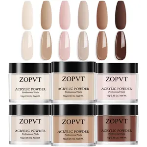 Acrylic Powder Set, 6 Colors Nude Skin Tone Neutral Nail Art Powder, Acrylic Nails, No UV Lamp Needed, Professional Manicure Supplies