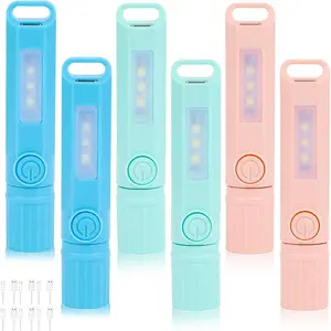 6 Pack Rechargeable Flashlights USB C Mini LED Flashlights, Camping Lantern Combo Flashlight, Ultralight Zoomable Flashlights, for Kids Gift, Camping, Hiking, Night Reading etc (6 Pack)