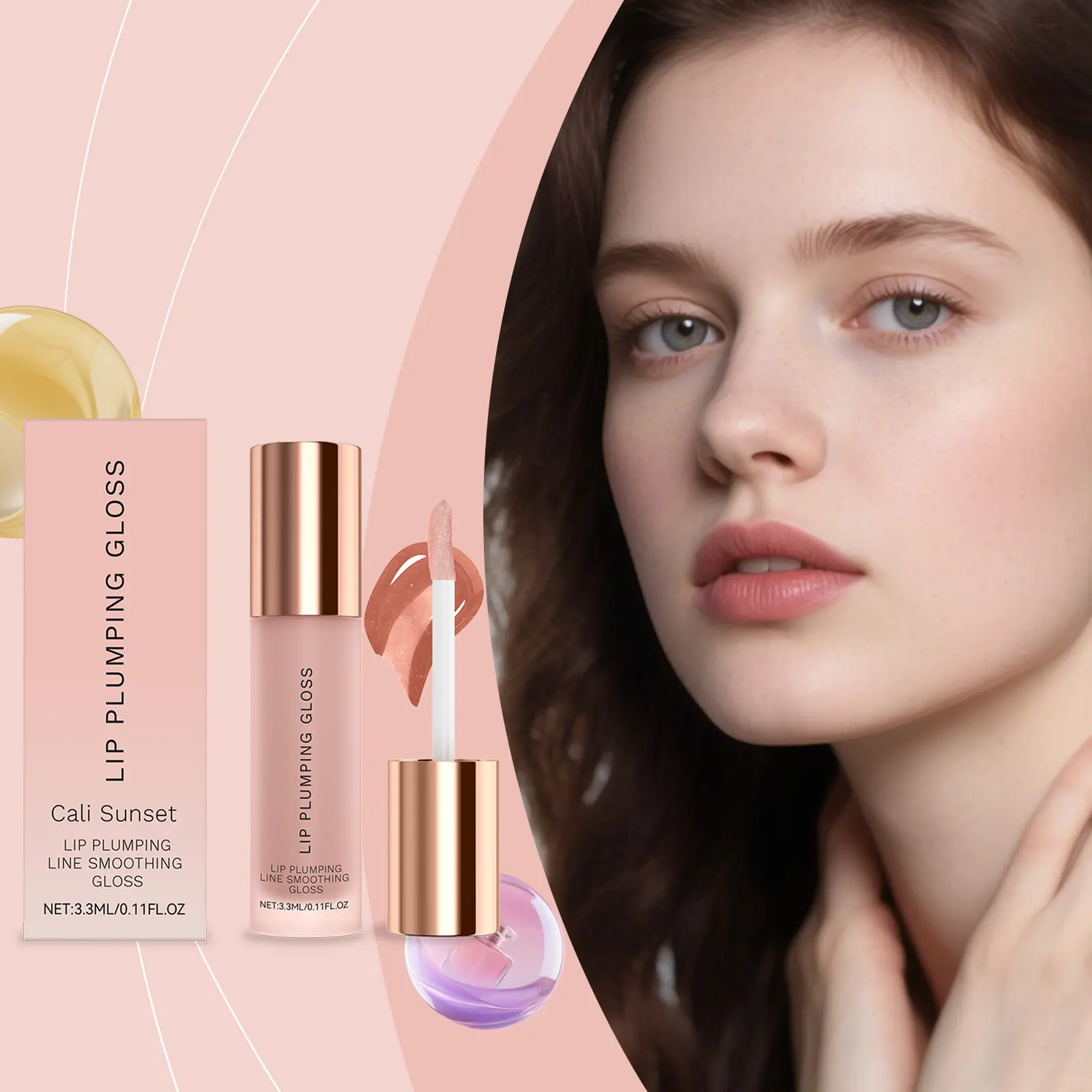 Women's Cali Sunset Lip Plumping Gloss - Moisturizing Moisturizer, Hydrating, Line-Smoothing, Non-Sticky, Long-Lasting Shiny Lip Treatment for Daily & Date Looks