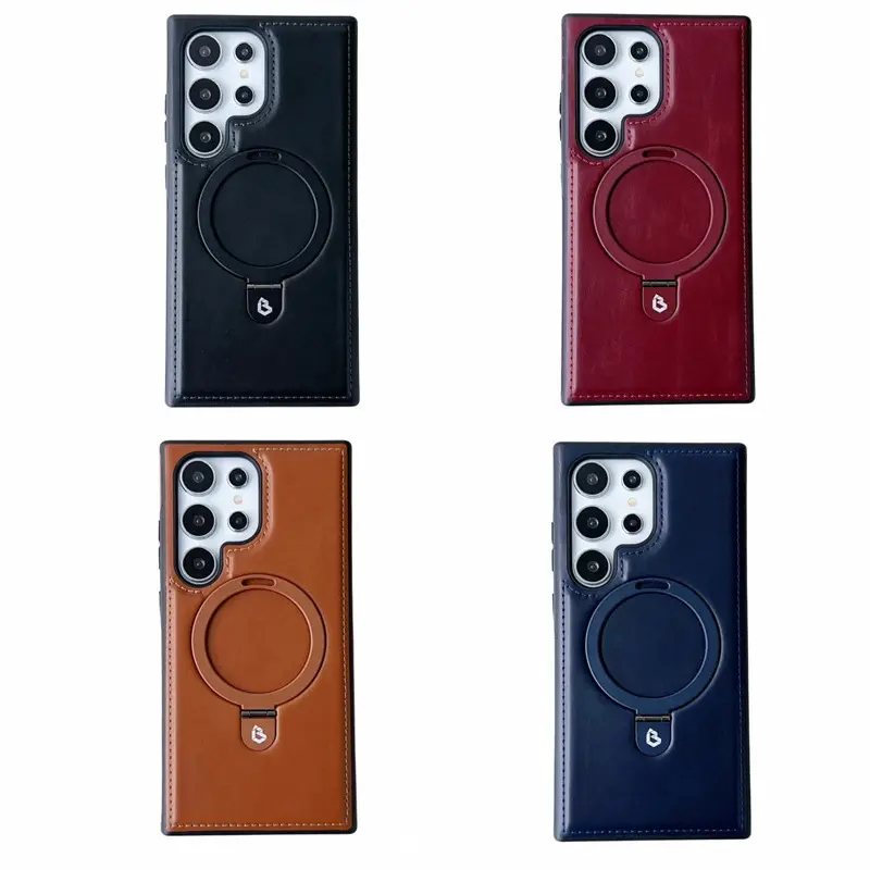 Business Leather Cellphone Case Suitable for S24/S23/S22 ultra Mobile Phone Case with Built-in Stand Leather-HN117-1