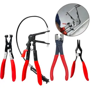 4PCS Hose Clamp Pliers, Spring Clamp Plier, Self-Tightening Hose Clamps Remover Tool, Long Reach Wire Spring Hose Clamp Pliers for Automotive Fuel Oil Water Hose, Coolant Radiator Heater