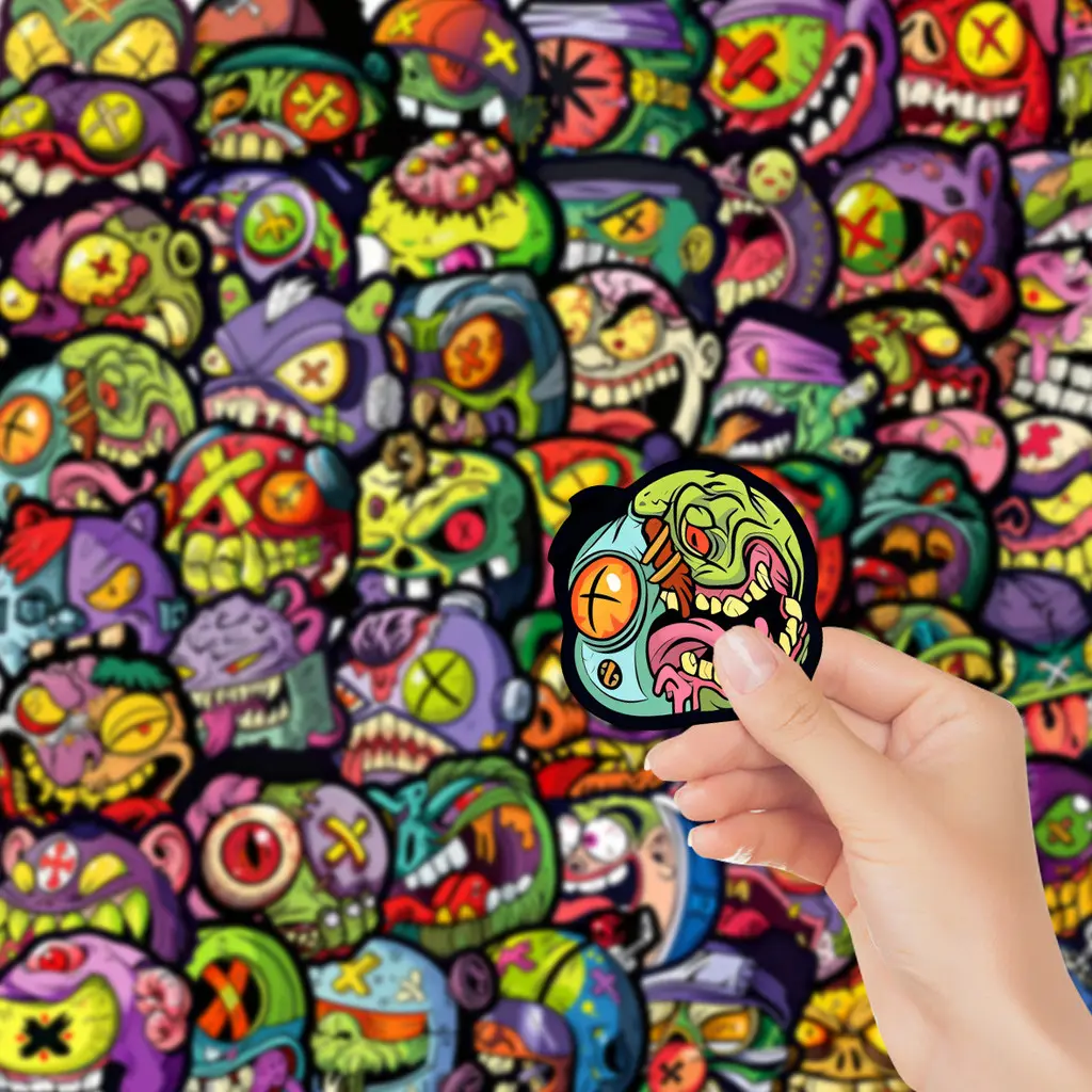 50Pcs Weird Monster Graffiti Waterproof Stickers Pack for DIY Skateboard Helmet Tablet Luggage Decoration