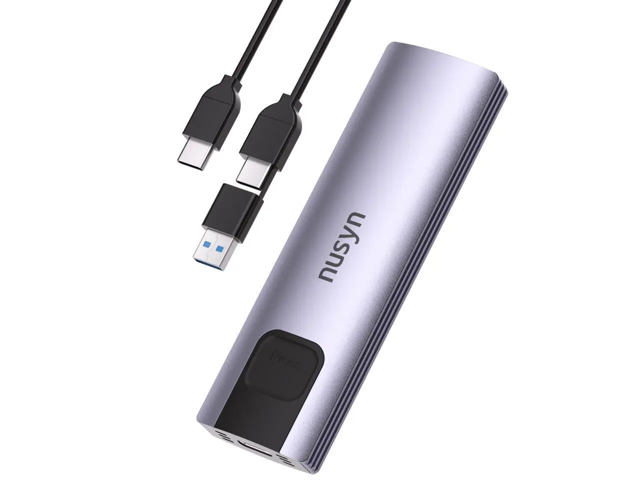 Nusyn NSE20 10Gbps M.2 NVMe/SATA SSD Enclosure,USB-C External Hard Drive Case, Tool-Free Installation, Plug & Play, Aluminum Housing, Compatible with Windows, Mac, Linux, iOS & Android