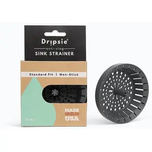 Gray Plastic Kitchen Sink Strainer - 3.25 in Anti-Clog Food Catcher, Flexible Drain Basket, Dishwasher Safe, Standard Fit, 1-Pack, Made in USA