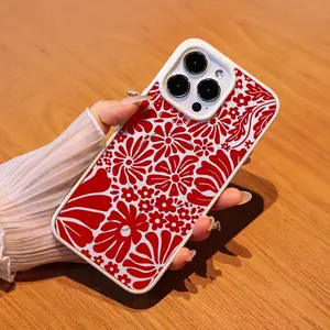 Vibrant Red Floral Pattern: A Pop of Elegance for Your Phone for iPhone17/16/15/14/13/12/X/PRO/PLUS Samsung(S22-S25) Matte Magnetic Phone Case Screen Protector Shockproof Protection ROOMKL753006