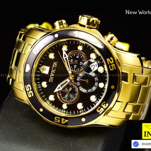 Invicta Mens Scuba Pro Diver Quartz Chronograph Black Dial Stainless Steel Watch invictaprodiver stainlesssteel watch Men's Stainless