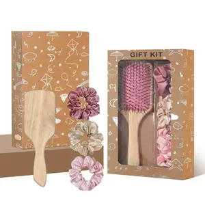 Pink Hairbrush High Quality Cushion Hair Brush Gift Box Set Festival Present for Women Girls