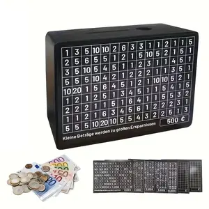 Reusable Sticker Label Wooden Savings Challenge Box, Ideal for Adults over 14, Perfect for Cash & Coin Storage, Achieving Financial Goals, Wooden Money Box