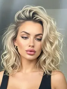 Ash Ombre Blonde Short Body Wave Lace Front Wig 13x4 HD Lace Wig with Baby Hair Short Wave Bob Synthetic Lace Front Wig Ombre Blonde Loose Wave Glueless Synthetic Wig for Heat Resistant Fibre Wigs for Daily Wear Party Use
