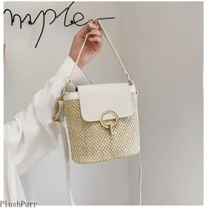 Women's 2026 New Summer Straw Crossbody Bag - Fashionable Shoulder Purse, Hollow Woven Textured, Lightweight Bohemian Beach & Travel Bag, Summervibes