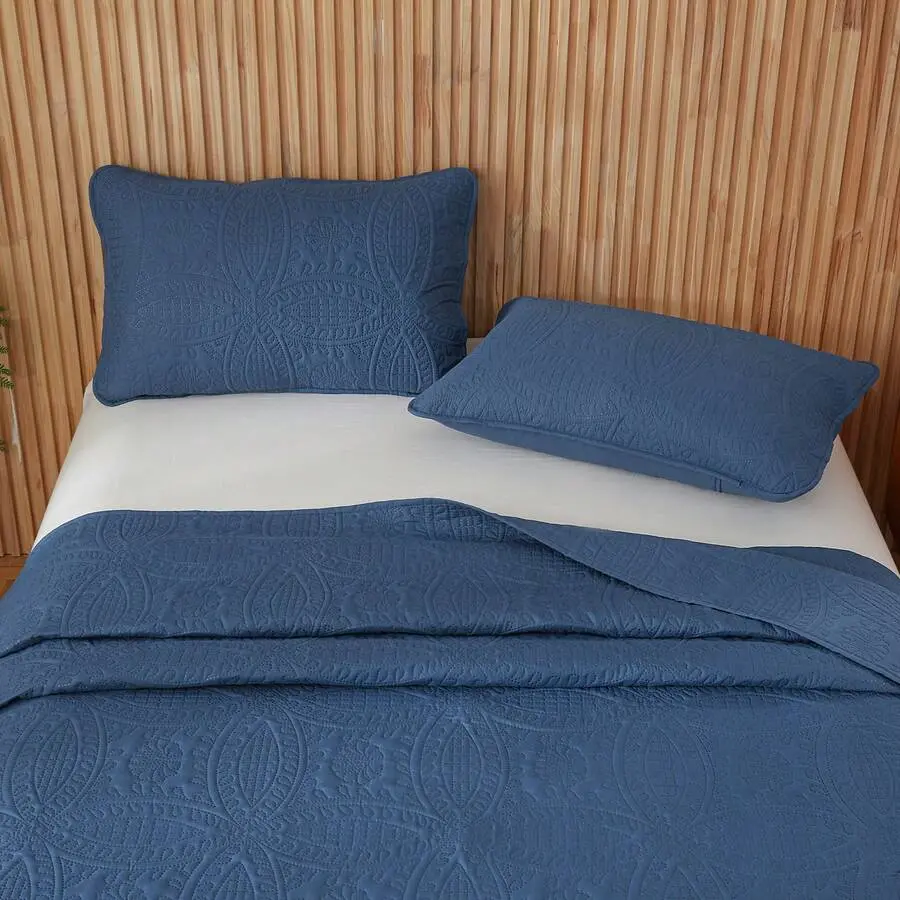 3-Piece Quilt Bedspread Sets, Ultra Soft Microfiber Quilts For Twin Full Queen King Size Bed Coverlet Lightweight Reversible Bedspread, Modern Style Coin Pattern Coverlet For All Season Use, 1 Bedspread & 2 Pillowcases Bedding Set Quilted Room Décor