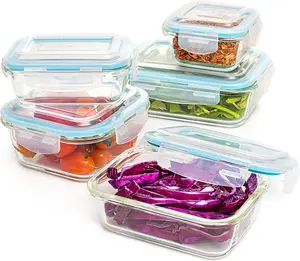 Moss & Stone 10-Piece Borosilicate Glass Meal Prep Containers – 100% Leak-Proof Snap-Lock Lids, Airtight & Bpa-Free – Freezer, Microwave & Oven Safe (Glass Only) – Stackable/Nestable Food Storage Set