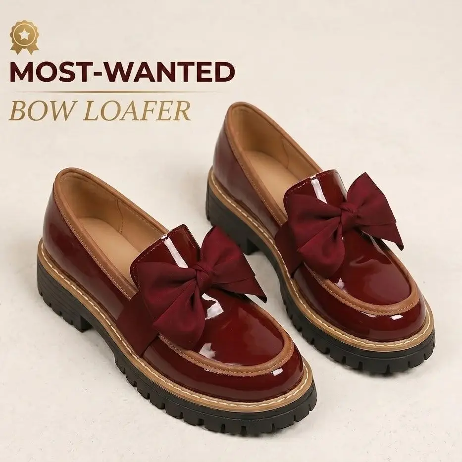 Women's Preppy Decorated Loafers, Easy Clean Patent Leather Platform Shoes with a Comfortable Grip Slip-On Design, Comfortable Grip Loafers, Easy Clean Loafers, 1.5-2 Inches