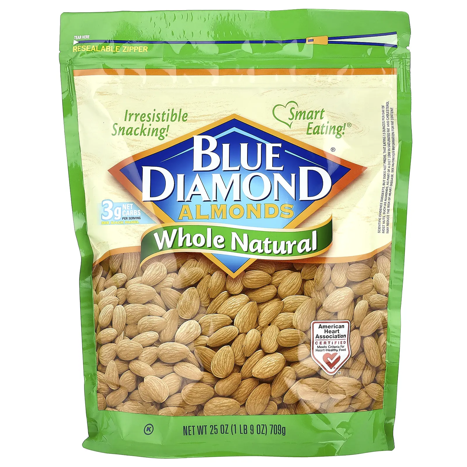 Blue Diamond Almonds, Whole Natural, 25 oz (709 g)