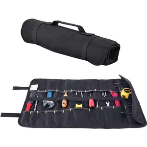 Tool Roll Organizer Storage-Wrench Organizer&Tool Pouch-Wrench Roll Includes Pouches for Sockets-Tool Rolls Up canvas Bag for Electrician,HVAC,Plumber,Carpenter or Mechanic holder rack modular