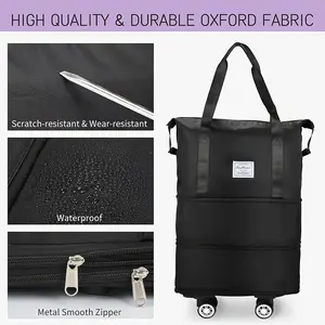 Large Capacity Foldable Travel Storage Bag, Durable Nylon Wheeled Duffle Bag, Multifunctional Handbag with Wheels, Airport Approved, Travel Luggage Bags