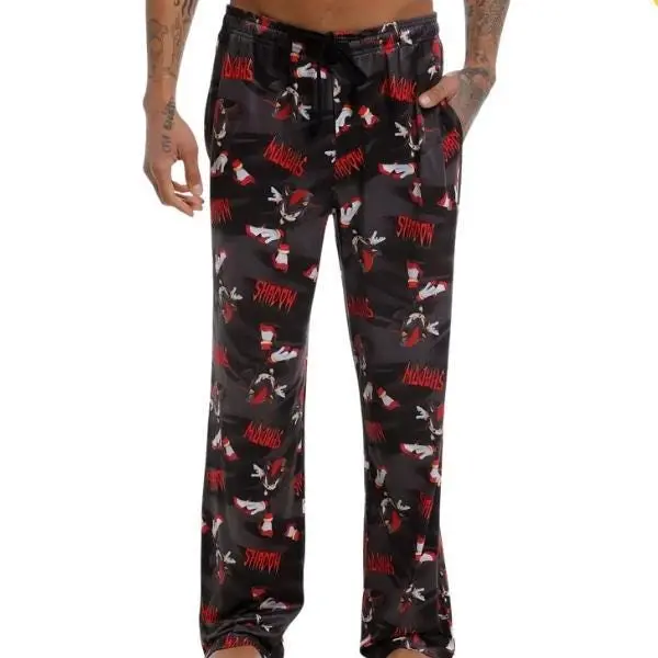 Shadow the Hedgehog Pajama Pants, All Over Print Wide Leg Sleep Pants, Dark Anime Camo Loungewear Bottoms, Gamer Cozy Lounge Pants Gift