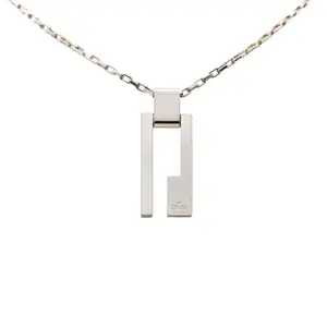 Pre-owned GUCCI Sterling Silver 925 (Ag925) Small Leather Goods Cutout G SV925 Necklace