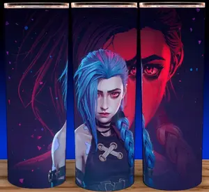 Jinx Arcane League of Legends Anime  Cup Mug Tumbler 20oz with Lid & Straw, Stainless Steel, Lightweight Design for Hydration - Reusable, Stylish
