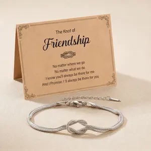 Best Friend BFF Bestie Jewelry Gift, Love Knot Friendship Bracelets, 316L Stainless Steel, Inspirational Message Card, Birthday Mothers Day Christmas Gifts for Women