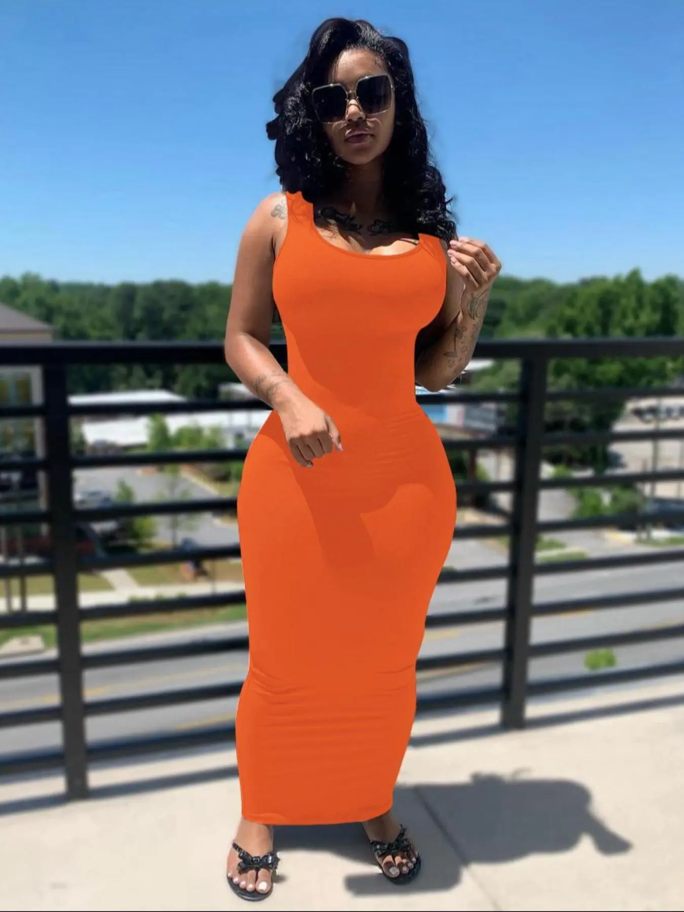 fall tank dress AiiRZ Ribbed Knit Sleeveless Midi Dress Fitted Long Tank Column Summer Fall Transitional Bodycon Stretchy Sweater DressMISSGUIDED
