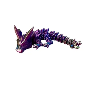 Baby Crystal Dragon Articulated 3D printed. Great as a fidget toy or home decor. Small enough ugh to take with you anywhere. Perfect as a gift to yourself or anyone! Printed in PLA Rainbow Filament.
