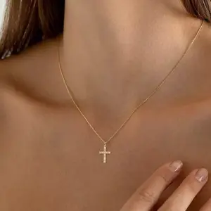 Cross pendant necklace temperament simple diamond-set new versatile shippin random shipping live shopping