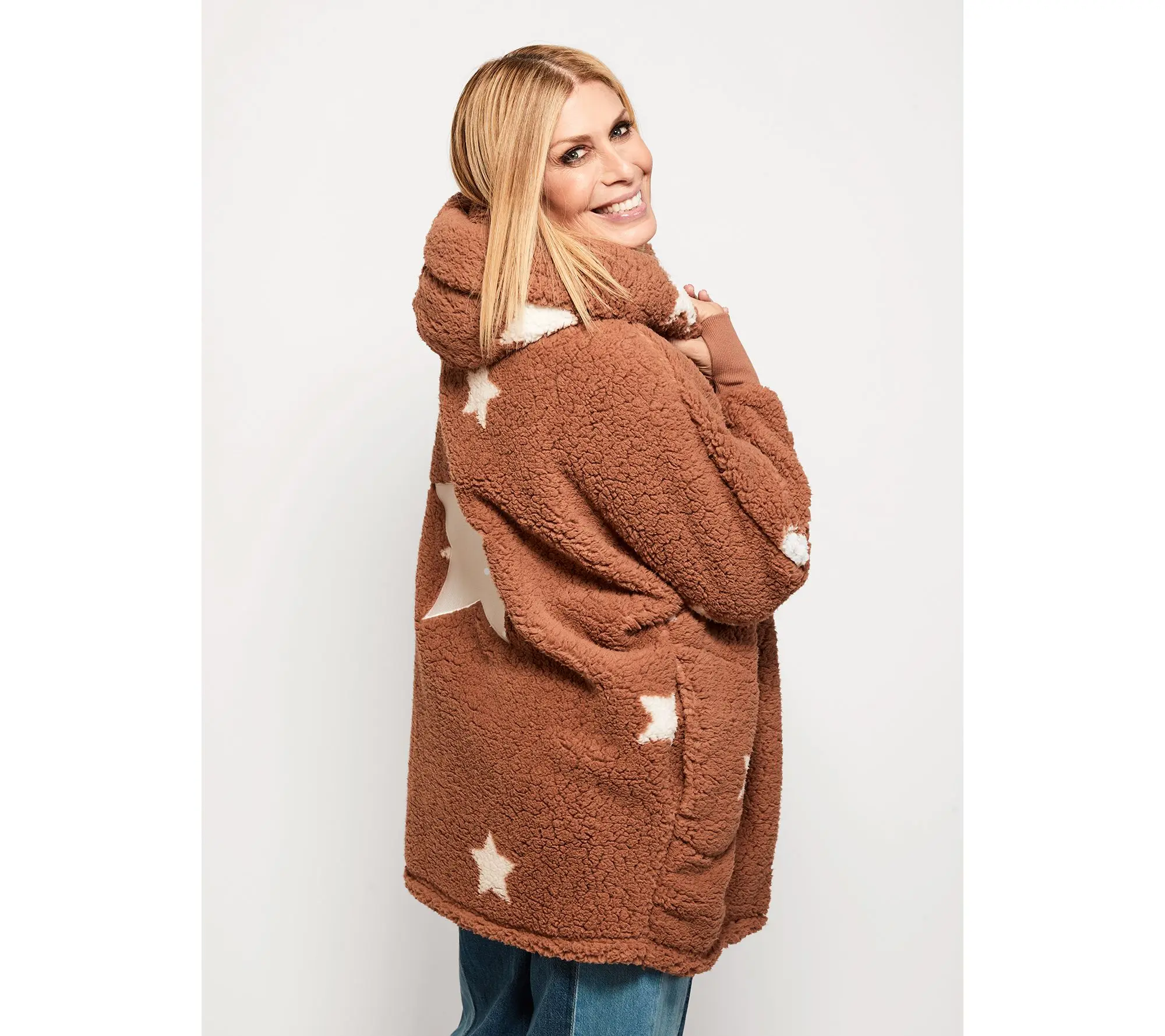 By Jill Martin Petite Sherpa Embroidered Hooded Lounger