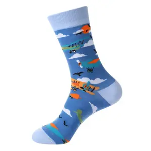 Fashion Sock Airplane Crew Sock,Men Cotton Socks