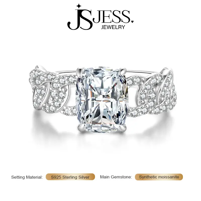 【Kira】3Carat 7*9mm Cushion Cut Moissanite Ring DE Color VVS1, S925 Silver 18K gold plated Wedding Band for daily wearing
